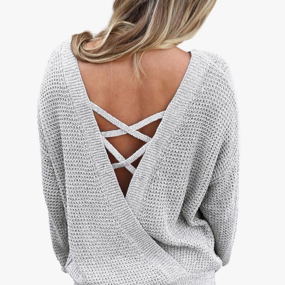 NWOT Asvivid 100% cotton criss cross backless sweater. Size XL